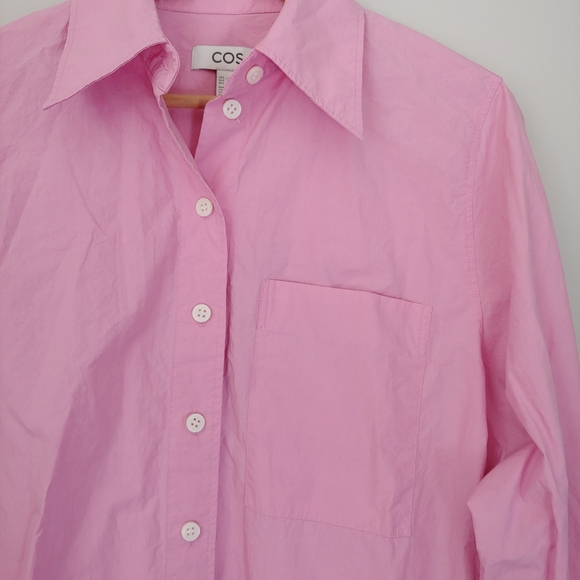COS Oversized Cotton Poplin Button Down Shirt Pink Size 6 - Picture 11 of 15